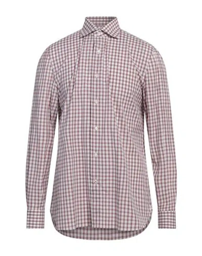Isaia Man Shirt Red Size 17 Cotton