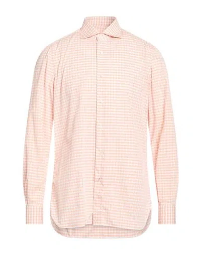 Isaia Man Shirt Salmon Pink Size 16 ½ Cotton