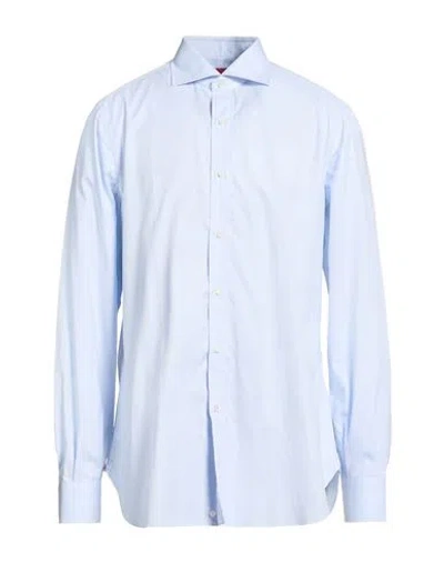 Isaia Man Shirt Sky Blue Size 15 Cotton