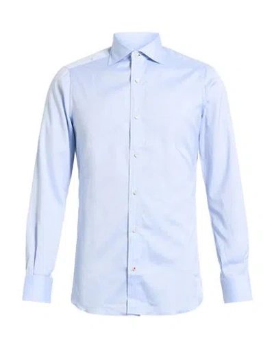 Isaia Man Shirt Sky Blue Size 17 Cotton