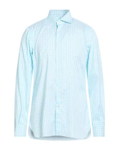 Isaia Man Shirt Sky Blue Size 17 ½ Cotton