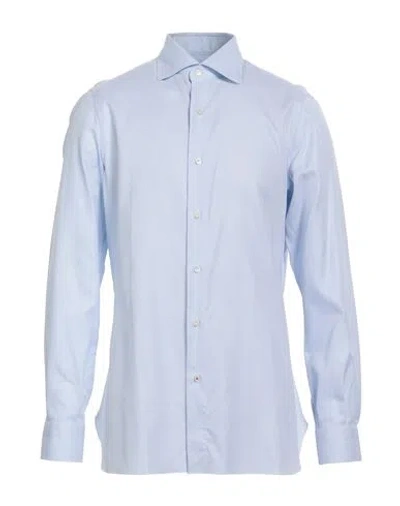 Isaia Man Shirt Sky Blue Size 17 Cotton