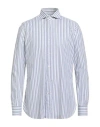 Isaia Man Shirt Slate Blue Size 17 ½ Cotton In Blue