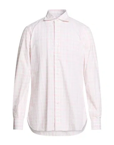 Isaia Man Shirt White Size 16 ½ Cotton In Pink