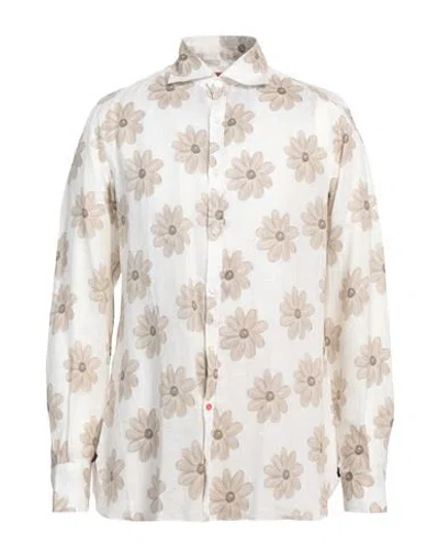 Isaia Man Shirt White Size 16 ½ Linen
