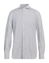 Isaia Man Shirt Azure Size 17 Cotton In White