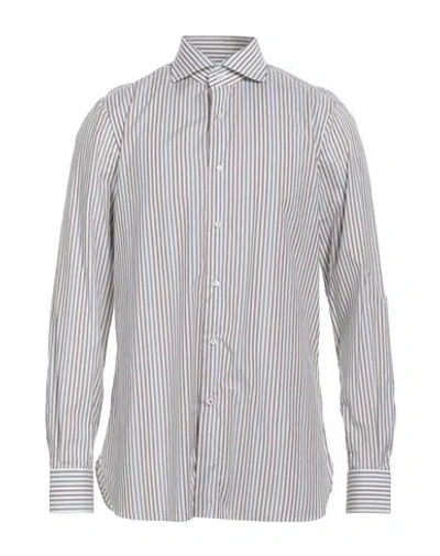 Isaia Man Shirt White Size 17 ½ Cotton In Gray