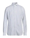 Isaia Man Shirt Azure Size 17 Cotton In White