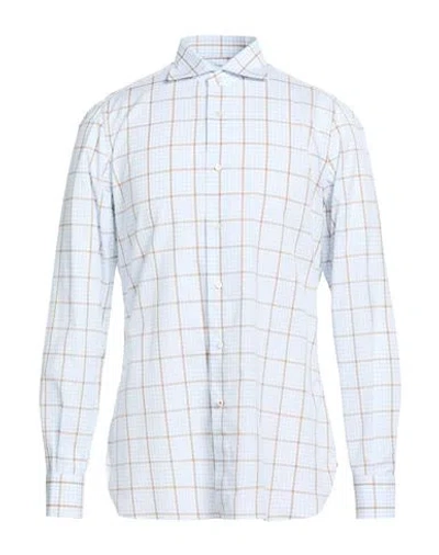 Isaia Man Shirt White Size 17 ½ Cotton In Blue