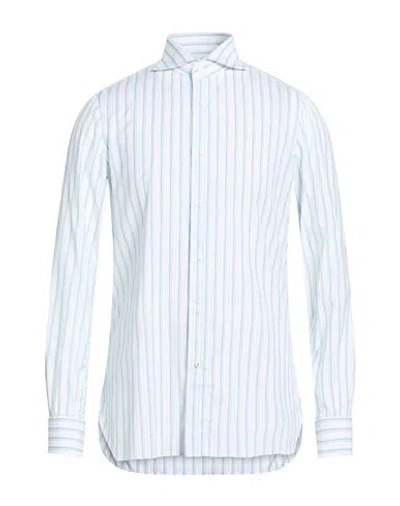 Isaia Man Shirt White Size 17 ½ Cotton In Blue
