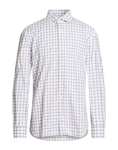 Isaia Man Shirt White Size 17 ½ Cotton In Blue