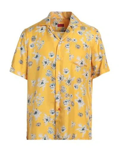Isaia Man Shirt Yellow Size 16 ½ Silk