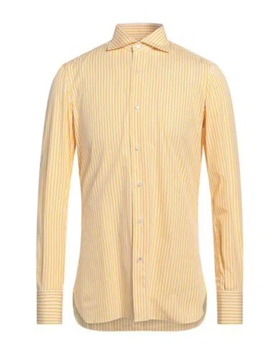 Isaia Man Shirt Yellow Size 17 Cotton