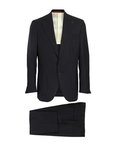 Isaia Man Suit Black Size 42 Wool