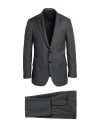 Isaia Man Suit Black Size 48 Wool In Black