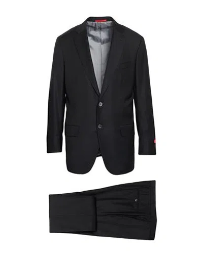 Isaia Man Suit Black Size 48 Wool