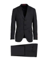 Isaia Man Suit Charcoal Size 44 Super 130s Wool In Gray