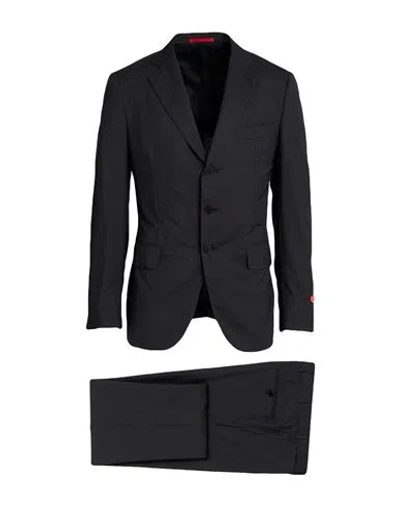 Isaia Man Suit Charcoal Size 44 Super 130s Wool In Gray