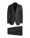 Isaia Man Suit Charcoal Size 44 Wool In Gray