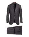 Isaia Man Suit Charcoal Size 44 Wool In Gray