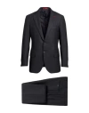 Isaia Man Suit Charcoal Size 46 Wool In Gray