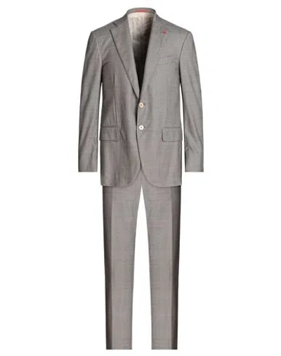 Isaia Man Suit Cocoa Size 46 Wool In Brown