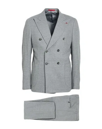 Isaia Man Suit Grey Size 42 Wool, Polyamide, Elastane In Gray