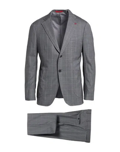 Isaia Man Suit Grey Size 42 Wool, Silk, Elastane
