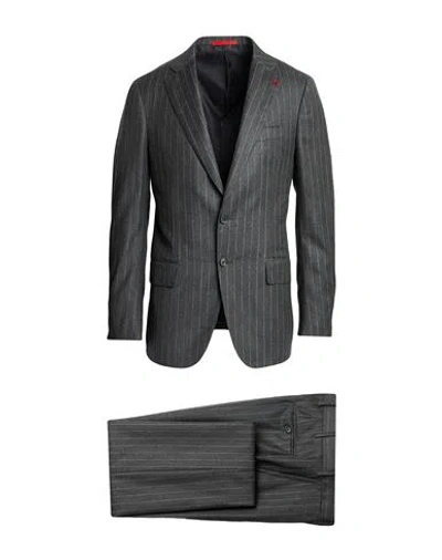 Isaia Man Suit Grey Size 46 Wool In Gray