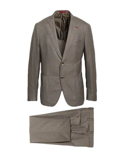 Isaia Man Suit Grey Size 46 Wool In Gray