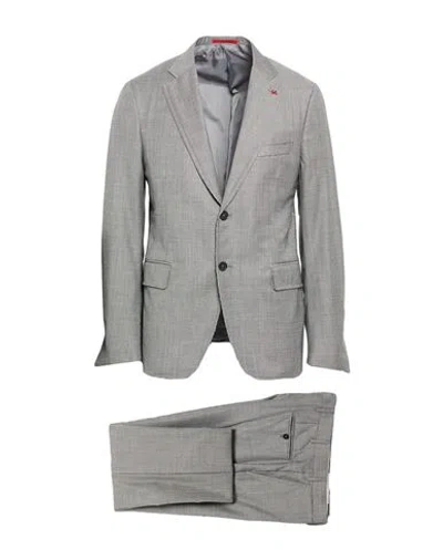 Isaia Man Suit Grey Size 48 Wool In Gray