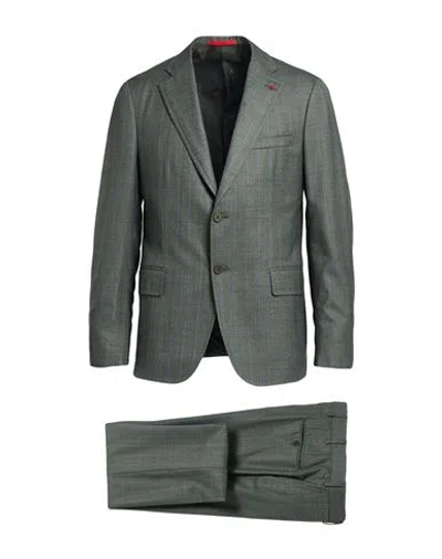 Isaia Man Suit Military Green Size 44 Wool