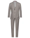 Isaia Man Suit Taupe Size 48 Wool In Grey