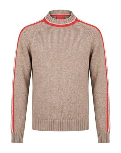 Isaia Man Sweater Beige Size S Cashmere, Cotton In Brown