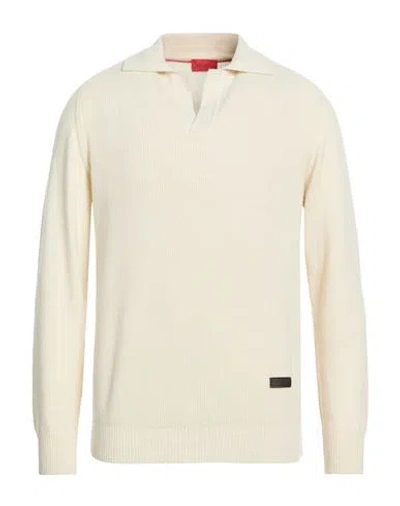 Isaia Man Sweater Ivory Size Xl Cashmere In Brown