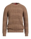 Isaia Man Sweater Khaki Size L Wool In Brown