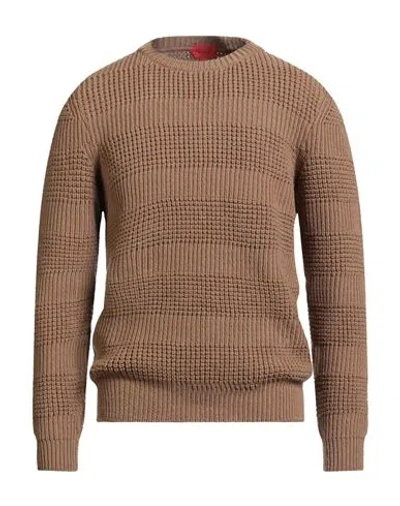 Isaia Man Sweater Khaki Size L Wool In Brown