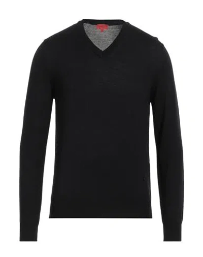 Isaia Man Sweater Midnight Blue Size 3xl Wool In Black