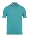Isaia Man Sweater Turquoise Size L Cotton In Blue