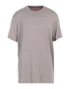 Isaia Man T-shirt Dove Grey Size 3xl Silk, Cotton