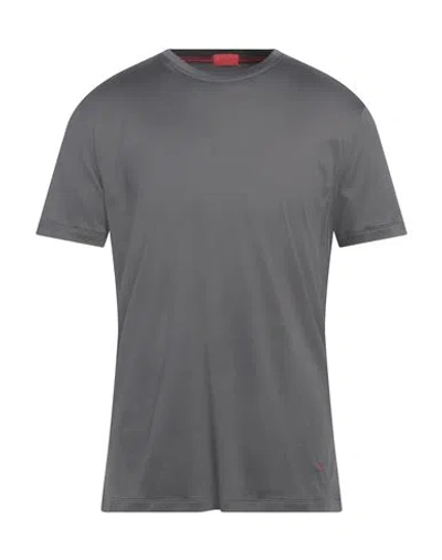 Isaia Man T-shirt Lead Size Xl Cotton In Grey