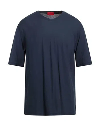 Isaia Man T-shirt Navy Size L Cotton In Blue