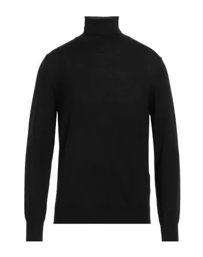 Isaia Man Turtleneck Black Size Xxl Wool In Black
