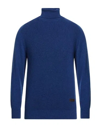 Isaia Man Turtleneck Bright Blue Size 3xl Cashmere