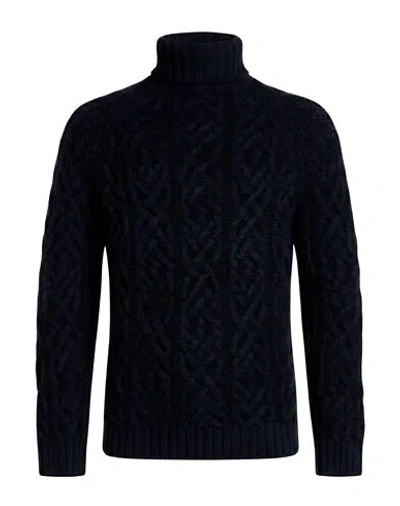 Isaia Man Turtleneck Midnight Blue Size L Cashmere, Wool In Multi