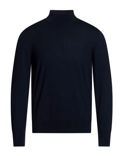 Isaia Man Turtleneck Midnight Blue Size L Wool In Black