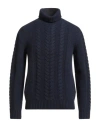 Isaia Man Turtleneck Navy Size Xxl Cashmere In Blue