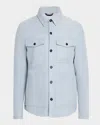 Isaia Men's 4-pocket Suede Overshirt In Sky Blue