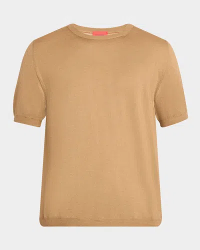 Isaia Men & Apos;s Cashmere-silk Short-sleeve Shirt In Brown