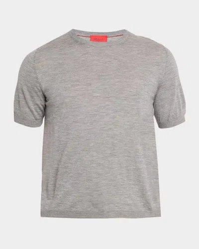 Isaia Men & Apos;s Cashmere-silk Short-sleeve Shirt In Gray